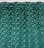 Green Velvet Floral 9 Foot Ring Top Door Curtain