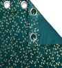 Green Velvet Floral 9 Foot Ring Top Door Curtain