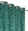 Green Velvet Floral 9 Foot Ring Top Door Curtains Set Of 2