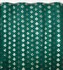 Green Velvet Floral 9 Foot Ring Top Door Curtains Set Of 2