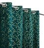 Green Velvet Floral 9 Foot Ring Top Door Curtains Set Of 2