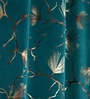 Green Velvet Leaf Print 9Ft Ring Top Long Door Curtain Pack of 1