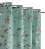 Green Velvet Leaf Print 9Ft Ring Top Long Door Curtains Pack of  2