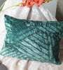 Green Zig Zag Velvet 18 x 12 Inches Cushion Cover