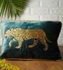 Green Floral Velvet 18 x 12 Inches Cushion Cover