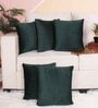 Green Velvet Solid 16x16 inches Cushion Covers (Pack of 5)