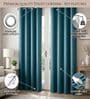Green Velvet Solid 5 Feet Blackout Window Curtains Set Of 2