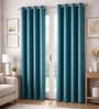 Green Velvet Solid 7 Feet Blackout Door Curtain