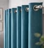 Green Velvet Solid 7 Feet Blackout Door Curtain