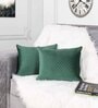 Green Velvet Solids 18x12 inches Cushion Covers (Pack of 2)