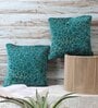 Teal Velvet Striped 16x16 inches Cushion Covers (Pack of 2)