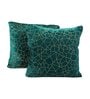 Teal Velvet Striped 16x16 inches Cushion Covers (Pack of 2)