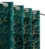 Green Velvet Tree Branch  5 Foot Ring Top Window Curtain