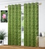 Green Velvet Tree Branch  5 Foot Ring Top Window Curtain