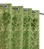 Green Velvet Tree Branch  9 Foot Ring Top Door Curtain
