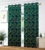 Green Velvet Tree Branch  9 Foot Ring Top Door Curtain