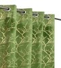 Green Velvet Tree Branch  9 Foot Ring Top Door Curtains Set Of 2