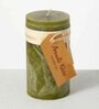 Green Wax Scented Pillar Candles Set Of 2