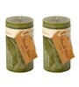 Green Wax Scented Pillar Candles Set Of 2