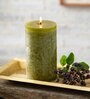 Green Wax Scented Pillar Candles Set Of 2