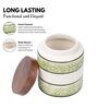 Green White Embossed Ceramic Air Tight Jar with Wooden Lid