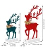 Green Wood Reindeer Showpieces (Set of 2)