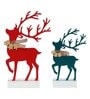 Green Wood Reindeer Showpieces (Set of 2)