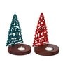 Green Wood Tea Light Candle Holder (Set of 2)
