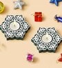 Green Wood Tea Light Candle Holder (Set of 2)