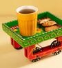 Green Wooden Hand Painted Thela Tray