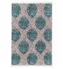 Blue Wool & Cotton Floral 6 x 9 Feet Hand Knotted Carpet Amer Canvas Collection