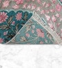 Blue Wool & Cotton Floral 6 x 9 Feet Hand Knotted Carpet Amer Canvas Collection