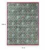 Green Floral Wool & Cotton 6 ft x 9 ft Hand Knotted Carpet