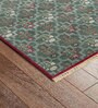 Green Floral Wool & Cotton 6 ft x 9 ft Hand Knotted Carpet