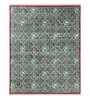 Green Floral Wool & Cotton 6 ft x 9 ft Hand Knotted Carpet