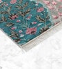 Blue Wool & Cotton Floral 6 x 9 Feet Hand Knotted Carpet Amer Canvas Collection