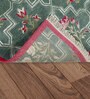 Green Floral Wool & Cotton 6 ft x 9 ft Hand Knotted Carpet