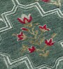 Green Floral Wool & Cotton 6 ft x 9 ft Hand Knotted Carpet