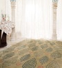 Green Floral Wool & Cotton 8 ft x 10 ft Hand Knotted Carpet