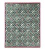 Green Floral Wool & Cotton 8 ft x 10 ft Hand Knotted Carpet