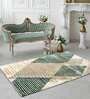 Buy Green Wool and Viscose Geometrical 6 x 8 Feet Hand Tufted Carpet