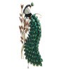Wrought Iron Peocock Wall Art With LED In Green