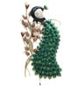 Wrought Iron Peocock Wall Art With LED In Green