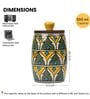 Green Yellow Jodhpuri Hand-made Ceramic Dholak Jar with Wooden Lid Set of 2