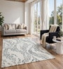 Grey Abstract Wool And Cotton 5 X 8 Ft Hand Tufted Carpet