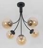 Greenwich Metal & Glass 5-Arm Chandelier (Black & Amber)
