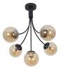 Greenwich Metal & Glass 5-Arm Chandelier (Black & Amber)