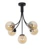 Greenwich Metal & Glass 5-Arm Chandelier (Black & Amber)