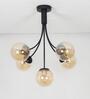Greenwich Metal & Glass 5-Arm Chandelier (Black & Amber)