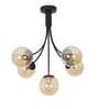Greenwich Metal & Glass 5-Arm Chandelier (Black & Amber)